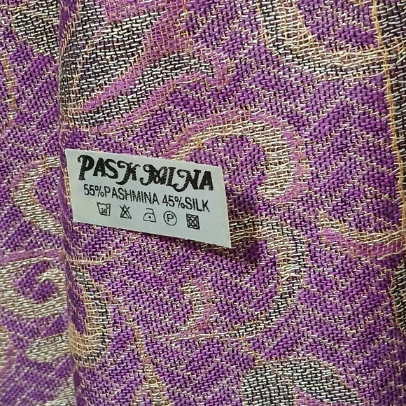 Pashmina Elegant Purple and Gold Scarf - Picture 2 of 5